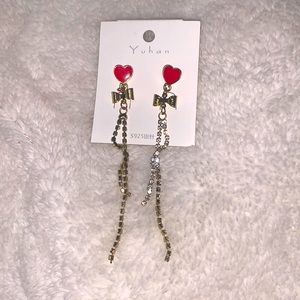 Heart and Bow dangle earring